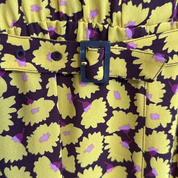 Kate Spade Sunny Bloom Yellow Floral Ruched-Front Shirt Dress 6 - Picture 10 of 12